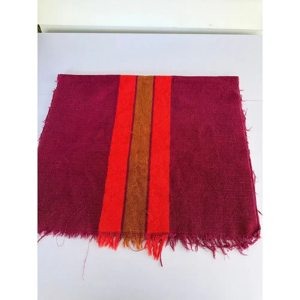 Vintage Yves Saint Laurent Fieldcrest Bath Towel Red Retro 1970s MCM Terry Cloth